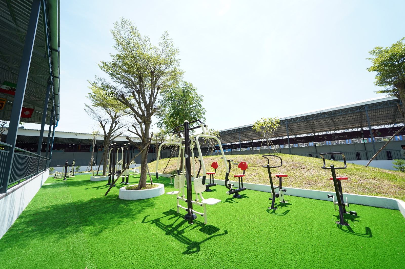 Rooftop fitness area
